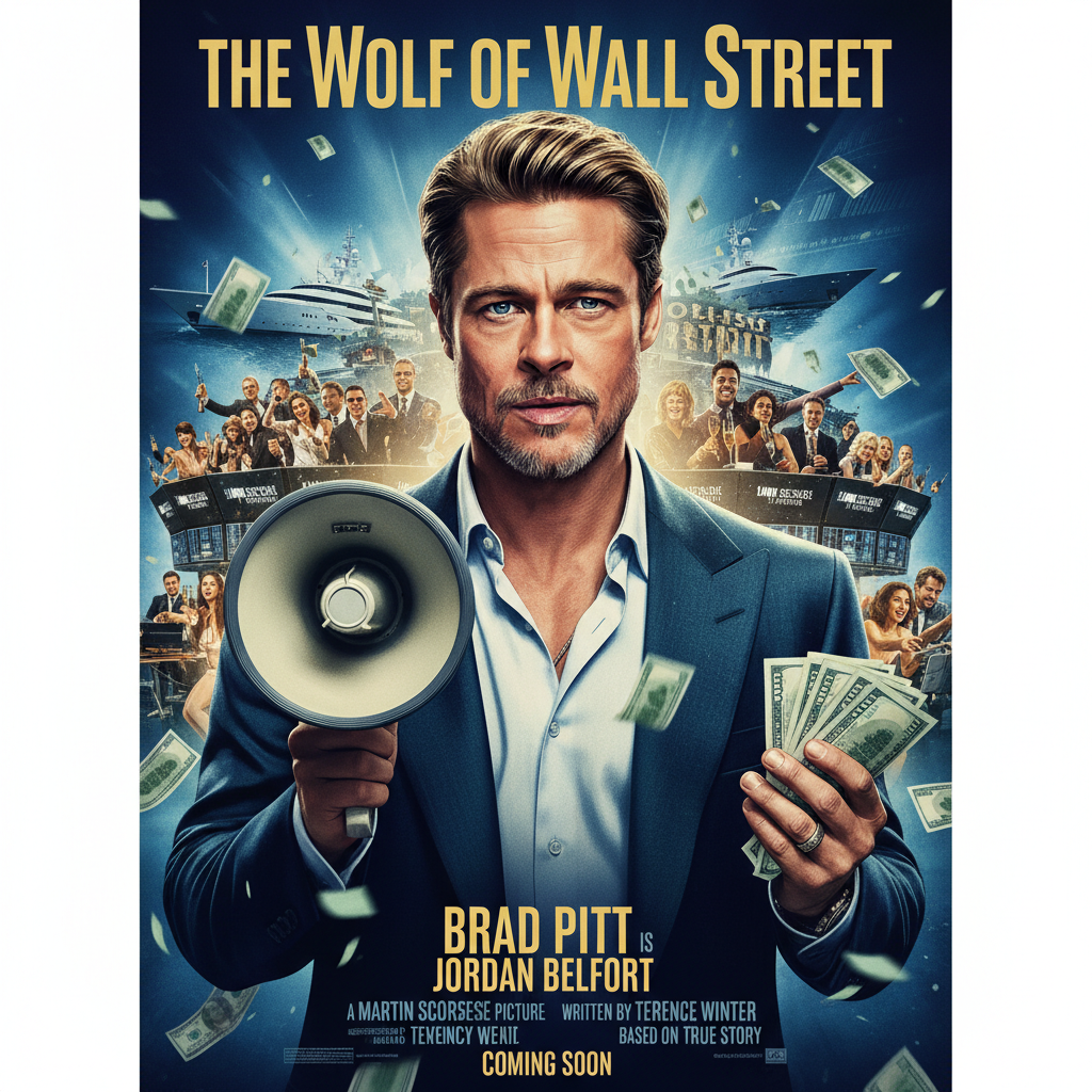Brad Pitt as Jordan Belfort in The Wolf of Wall Street